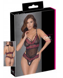 Body string en dentelle florale bicolore et résille - R2642859