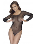 Body string à manches longues en résille avec strass - R26427351101