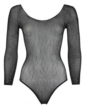 Body string à manches longues en résille avec strass - R26427351101