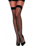 Bas noir résille stylé avec œillets argenté - DG0398BLK