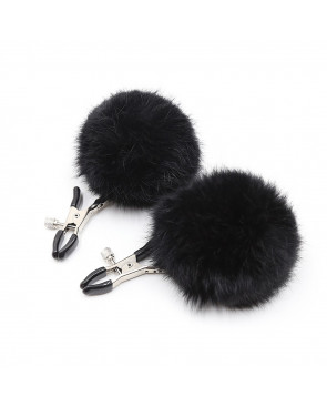 Pinces à seins avec pompoms noires - 202400082