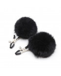 Pinces à seins avec pompoms noires - 202400082