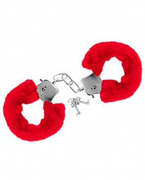 Menottes fourrure rouges de poignets avec sécurité - CC5140030030