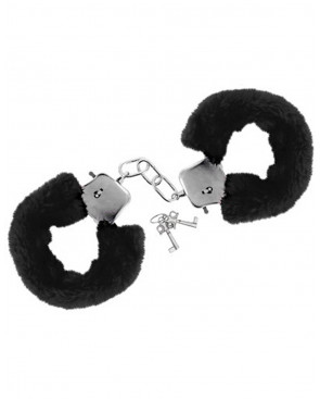 Menottes fourrure noires de poignets avec sécurité - CC5140030010