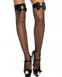 Bas filet noirs avec noeud et emblème dollars - MH4999BLK