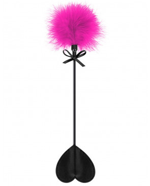 Cravache noire coeur bdsm avec plumeau rose - CC5700760201