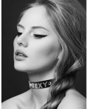 Collier en cuir noir SM avec Sexy en strass - CC6050120010