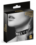 Collier en cuir noir SM avec Sexy en strass - CC6050120010