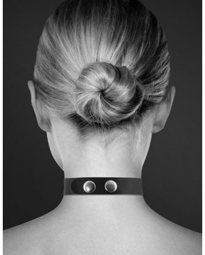 Collier en cuir noir SM avec Sexy en strass - CC6050120010