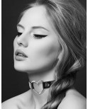 Collier en cuir noir SM avec coeur métal argenté - CC6060000010