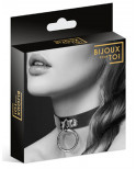 Collier en cuir noir SM avec anneau métal argenté pour laisse - CC6060010010