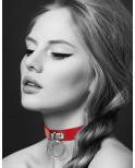 Collier en cuir rouge SM avec anneau métal argenté pour laisse - CC6060010030