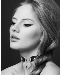 Collier en cuir noir SM avec pendentif cadenas coeur argenté - CC6060040010
