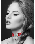 Collier en cuir rouge SM avec pendentif cadenas coeur argenté - CC6060040030