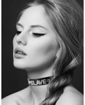 Collier en cuir noir SM avec Slave en strass - CC6050130010