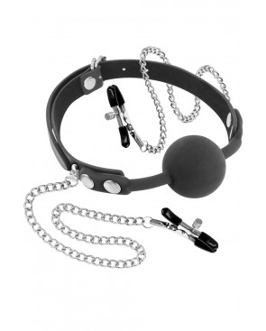 Baillon à boule avec pinces à seins - CC5700660010