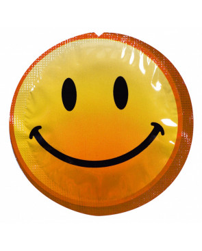 Préservatif lubrifié en latex smiley x 1 couleur aléatoire 54mm - 100EXSS