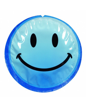 Préservatif lubrifié en latex smiley x 1 couleur aléatoire 54mm - 100EXSS