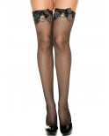 Bas noirs fine résille menottes et noeuds - MH4940BLK