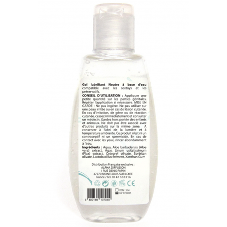 Lubrifiant à base d'eau 100% naturel Neutre 90 ml - SEZ090