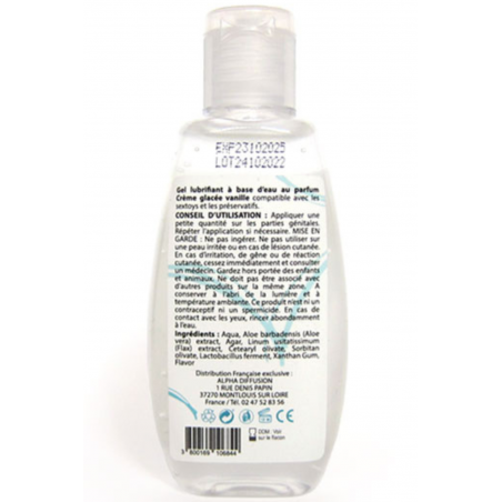 Lubrifiant à base d'eau 100% naturel Crème glacée vanille 90 ml - SEZ080