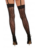 Bas noir en résille avec motif léopard. - DG0347BLK