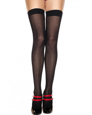 Bas sexy noirs avec motifs géométriques - MH4206BLK