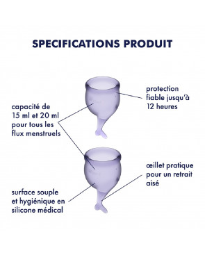 2 coupes menstruelles Satisfyer Lilas FEEL SECURE - CC597238
