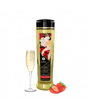 Huile de massage aphrodisiaque fraise vin pétillant 240ml - CC1208