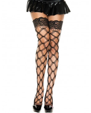Bas noirs filet losange - MH4543BLK