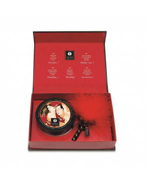 Mini Coffret poudre corporelle fraise/vin pétillant et plumeau assorti - CC1080