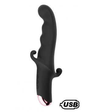 BLACK KNIGHT, Vibromasseur Point G USB en silicone médical doux, doté de 10 modes de vibration - MS218BLK