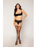 Soutien-gorge Demi-seins à armatures en fine dentelle noire - DG13252BLK