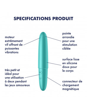 Vibromasseur turquoise USB Ultra Power Bullet 6 Satisfyer - CC597741