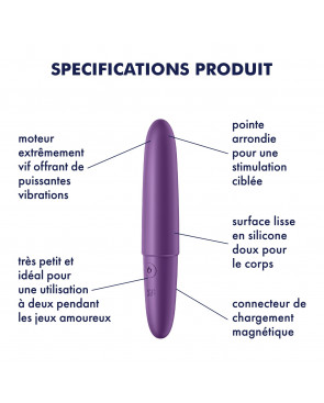 Vibromasseur violet USB Ultra Power Bullet 6 Satisfyer - CC597740