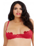 Soutien-gorge rouge grande taille demi-bonnets seins nus avec armatures - DG9386XRED