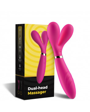 Vibromasseur Wand  rose en forme de Y avec 3 moteurs - USK-W04PNK