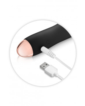 Vibromasseur noir 7 vitesses USB tête strié - CC5740180010