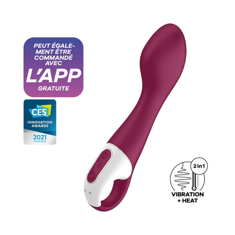 Vibromasseur point G chauffant connecté USB rouge Hot Spot Satisfyer - CC597782 Vibromasseur point G chauffant connecté USB rouge Hot Spot Satisfyer - CC597782