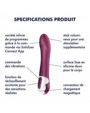 Vibromasseur chauffant connecté USB rouge Big Heat Satisfyer - CC597784