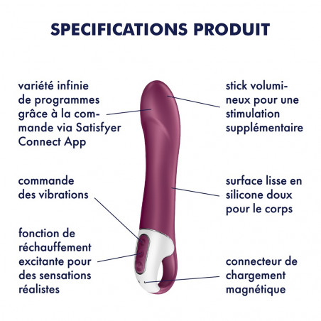Vibromasseur chauffant connecté USB rouge Big Heat Satisfyer - CC597784