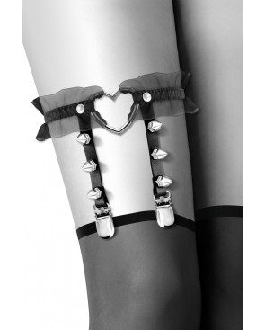 Jarretière noire avec coeur pointes et tulle - CC6060100010