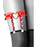 Jarretière rouge avec coeur pointes et tulle - CC6060100030