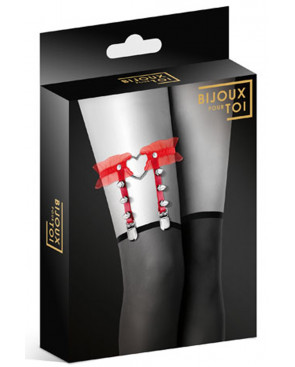 Jarretière rouge avec coeur pointes et tulle - CC6060100030