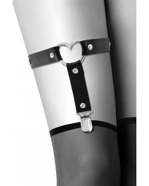 Jarretière noire avec coeur métal et rivets - CC6060090010