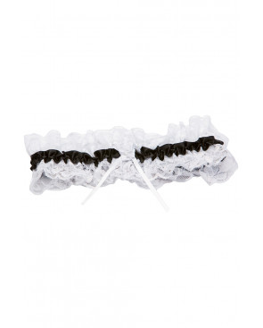 Jarretière dentelle blanche ruban noir - SOH19BLK