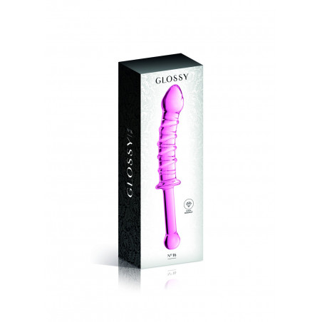 Gode en verre rose avec stries et poignée  n°16 Glossy - CC532072050