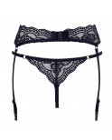 Porte-jarretelles en dentelle noire et string assorti - R232187410