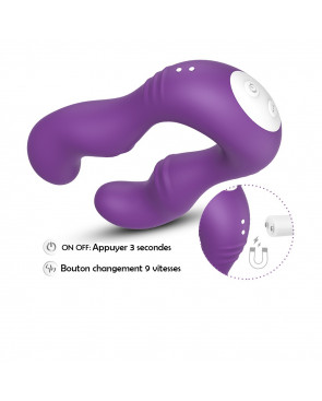 Vibromasseur Violet en forme de U double tête stimulateur point G - USK-V07PUR