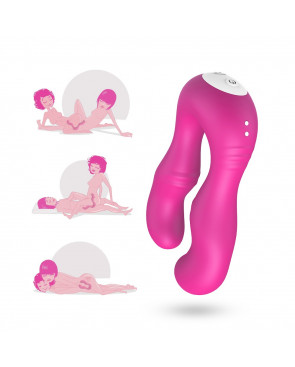 Vibromasseur Rose en forme de U double tête stimulateur point G - USK-V07PNK
